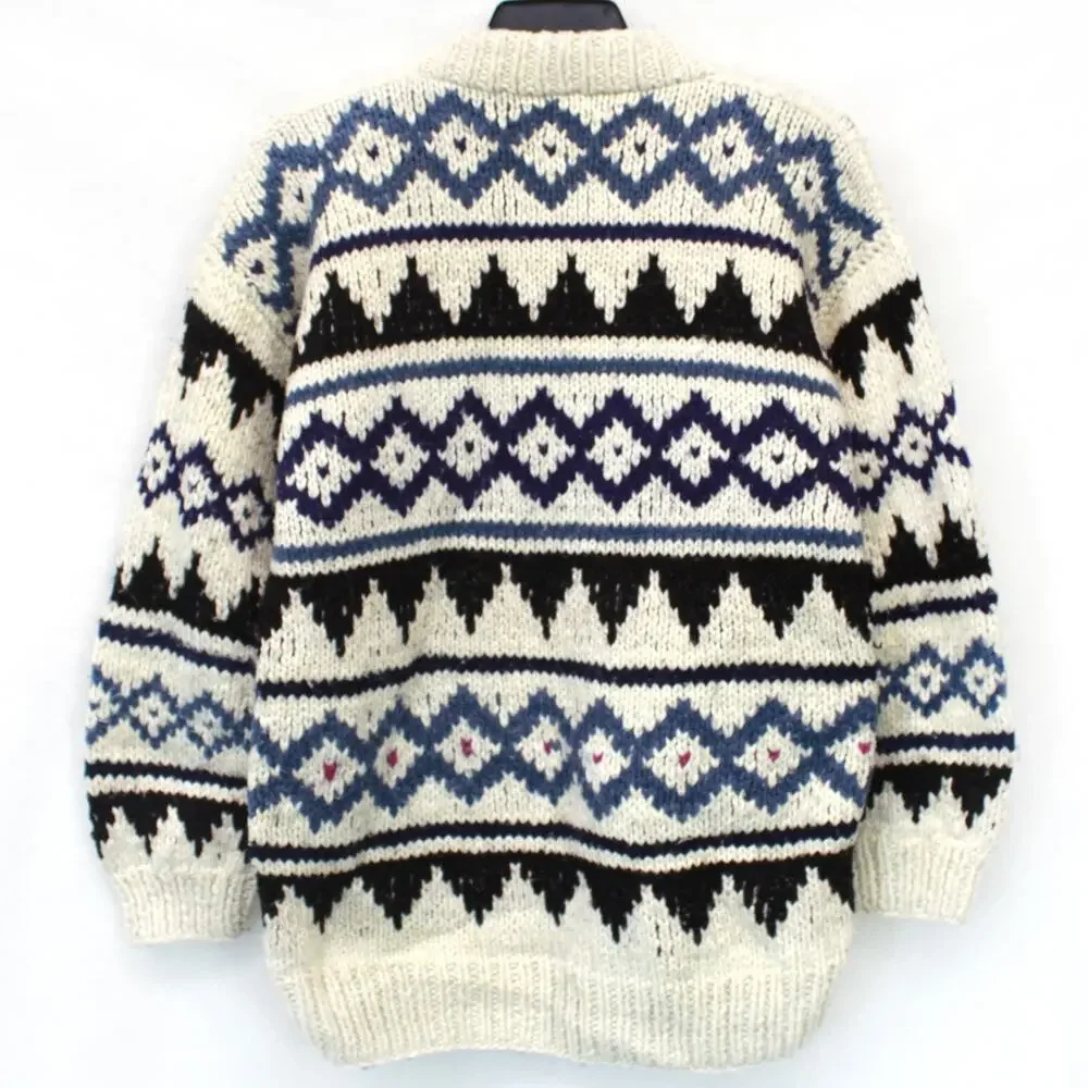 Rey Wear Vintage 100% Wool Fishermen Chunky Knit Pullover Sweater One Size
